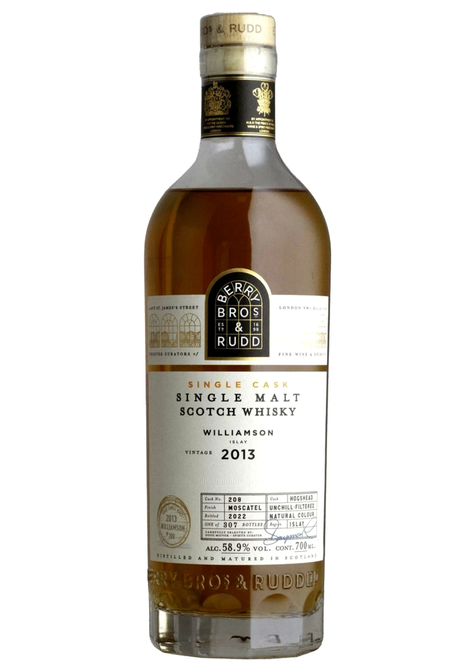 Berry Bros. & Rudd 2013 Williamson 9-Year-Old Moscatel Cask, Islay Single Malt Whisky, 57.9%