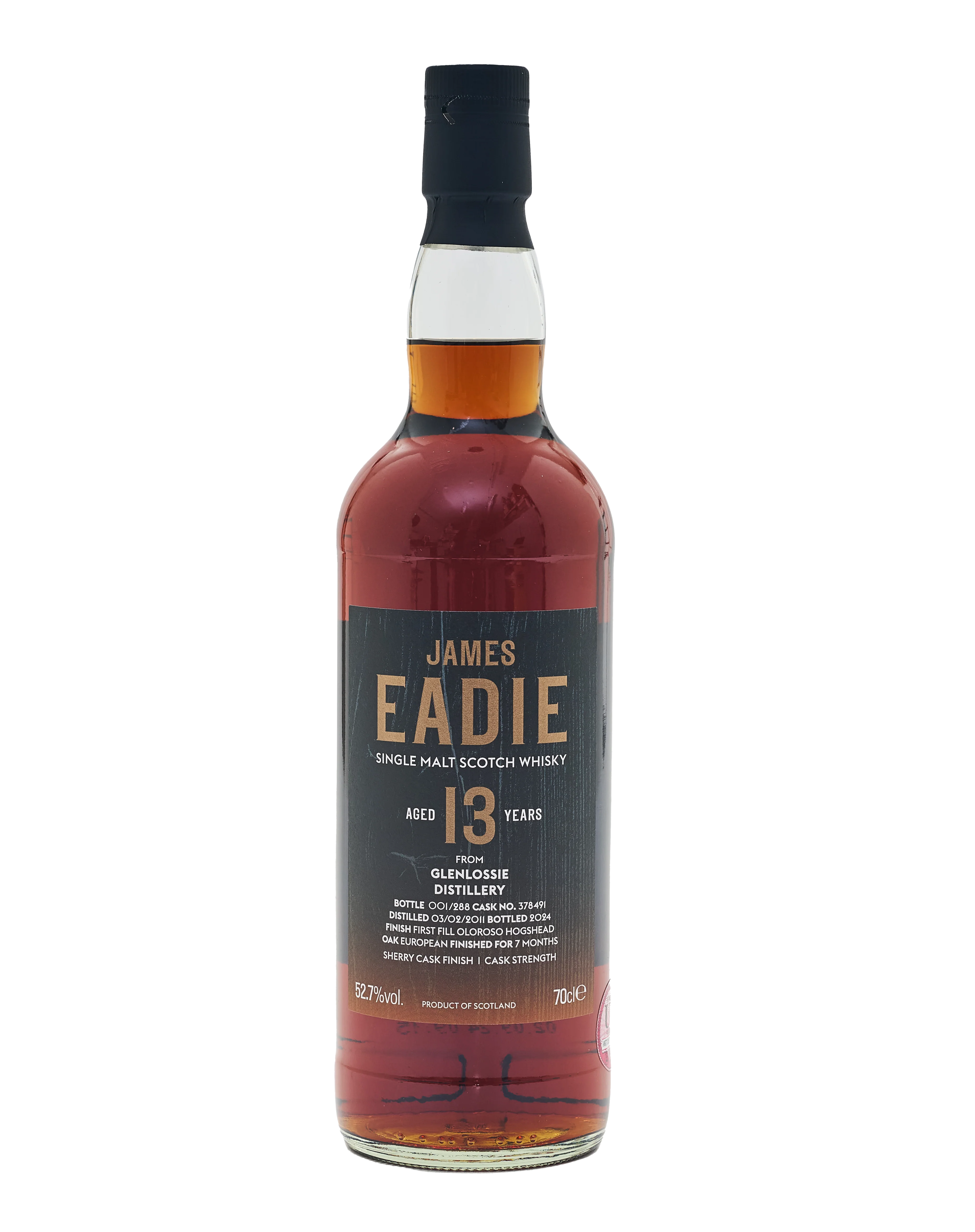 James Eadie 13 Year Old Glenlossie Single Malt Scotch Whisky, 52.7%